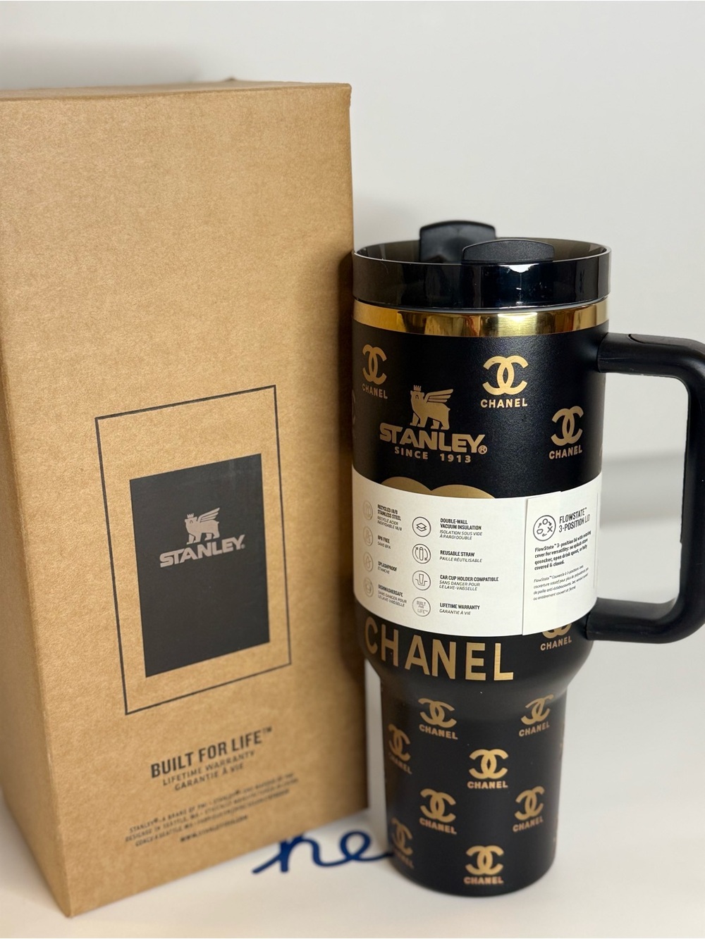 Stanley In Black  & Gold Travel Tumbler. Brand new! 40oz